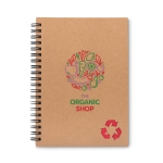 Sustainable A5 notebook with cardboard cover and lined paper red colour second main view