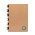 Sustainable A5 notebook with cardboard cover and lined paper green colour