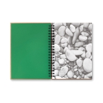 Sustainable A5 notebook with cardboard cover and lined paper green colour third view