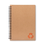 Sustainable A5 notebook with cardboard cover and lined paper orange colour