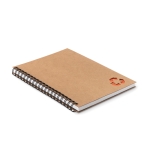 Sustainable A5 notebook with cardboard cover and lined paper orange colour second view