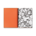 Sustainable A5 notebook with cardboard cover and lined paper orange colour third view