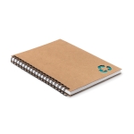 Sustainable A5 notebook with cardboard cover and lined paper turquoise colour second view