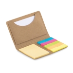 Business card holder, notepad & post-it notes, markers beige colour