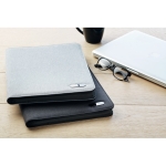 Polyester writing folder with notepad for meetings, A4 grey colour ambient view