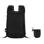 Foldable polyester backpack with cover and carabiner attachment black colour