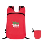 Foldable polyester backpack with cover and carabiner attachment red colour main view