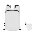 Foldable polyester backpack with cover and carabiner attachment white colour