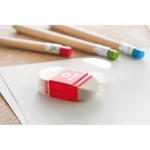 Eraser with sharpener fot office use red colour main ambient view