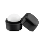 Ball-shaped lip balm in a box made of ABS, SPF 15 black colour