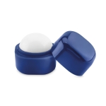 Ball-shaped lip balm in a box made of ABS, SPF 15 blue colour