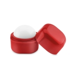 Ball-shaped lip balm in a box made of ABS, SPF 15 red colour