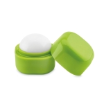 Ball-shaped lip balm in a box made of ABS, SPF 15 lime colour