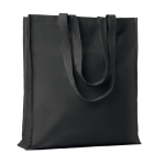 Eco cotton bag with reinforced long handles, 140 g/m2 black colour