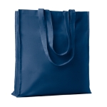 Eco cotton bag with reinforced long handles, 140 g/m2 blue colour