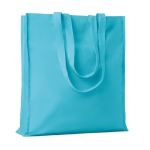 Eco cotton bag with reinforced long handles, 140 g/m2 turquoise colour