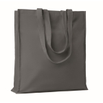 Eco cotton bag with reinforced long handles, 140 g/m2 dark grey colour