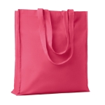 Eco cotton bag with reinforced long handles, 140 g/m2 fuchsia colour