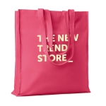 Eco cotton bag with reinforced long handles, 140 g/m2 fuchsia colour main view