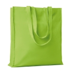 Eco cotton bag with reinforced long handles, 140 g/m2 lime colour