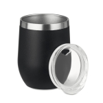 Double-walled thermal mug with transparent drink-lid, 350 ml black colour