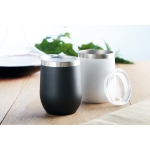 Double-walled thermal mug with transparent drink-lid, 350 ml black colour second ambient view