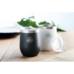 Double-walled thermal mug with transparent drink-lid, 350 ml black colour second ambient view 2