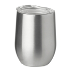 Double-walled thermal mug with transparent drink-lid, 350 ml matt silver colour second view