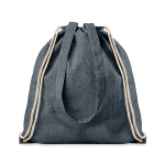 Drawstring bag with handles made from recycled cotton, 140 g/m2 blue colour