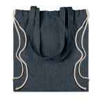 Drawstring bag with handles made from recycled cotton, 140 g/m2 blue colour second view