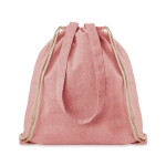 Drawstring bag with handles made from recycled cotton, 140 g/m2 red colour