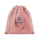 Drawstring bag with handles made from recycled cotton, 140 g/m2 red colour main view