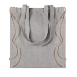 Drawstring bag with handles made from recycled cotton, 140 g/m2 grey colour second view