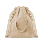 Drawstring bag with handles made from recycled cotton, 140 g/m2 beige colour