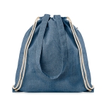 Drawstring bag with handles made from recycled cotton, 140 g/m2 royal blue colour