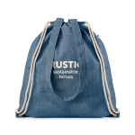 Drawstring bag with handles made from recycled cotton, 140 g/m2 royal blue colour main view