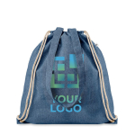 Drawstring bag with handles made from recycled cotton, 140 g/m2 view with print area