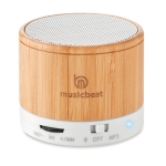 Round wooden Bluetooth speaker white colour main view