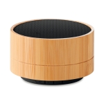 Round Bluetooth speaker made of bamboo black colour