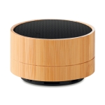 Round Bluetooth speaker made of bamboo black colour second view