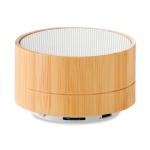 Round Bluetooth speaker made of bamboo white colour second view