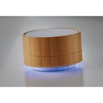 Round Bluetooth speaker made of bamboo white colour third view