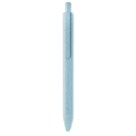 Sustainable ballpoint pen made of a wheat straw mix, blue ink blue colour