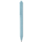 Sustainable ballpoint pen made of a wheat straw mix, blue ink blue colour second view