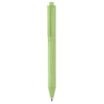 Sustainable ballpoint pen made of a wheat straw mix, blue ink green colour second view