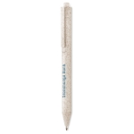 Sustainable ballpoint pen made of a wheat straw mix, blue ink beige colour second main view