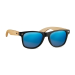 Sunglasses, bamboo temples & mirrored lenses, UV400 protection blue colour second view