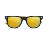 Sunglasses, bamboo temples & mirrored lenses, UV400 protection yellow colour