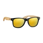 Sunglasses, bamboo temples & mirrored lenses, UV400 protection yellow colour second view