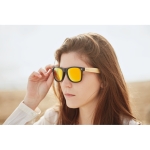 Sunglasses, bamboo temples & mirrored lenses, UV400 protection yellow colour third ambient view